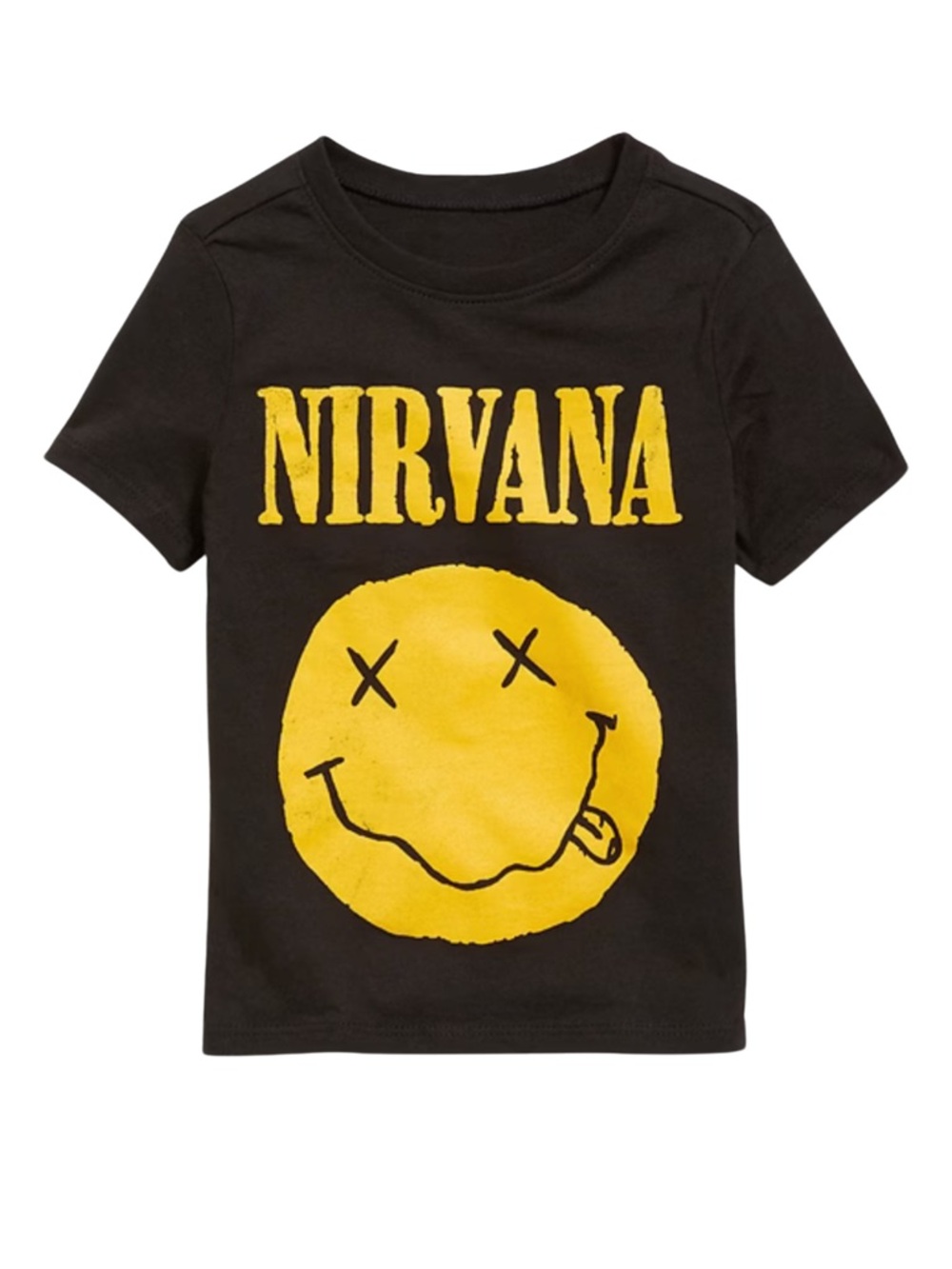 Old Navy Nirvana Kids' 3T Black T-Shirt with Yellow Smiley Graphic Band Tee
